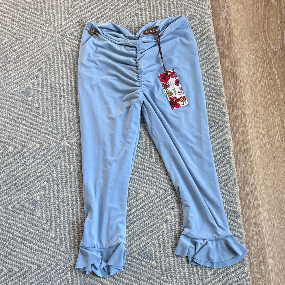 Blue Ruffled Capris